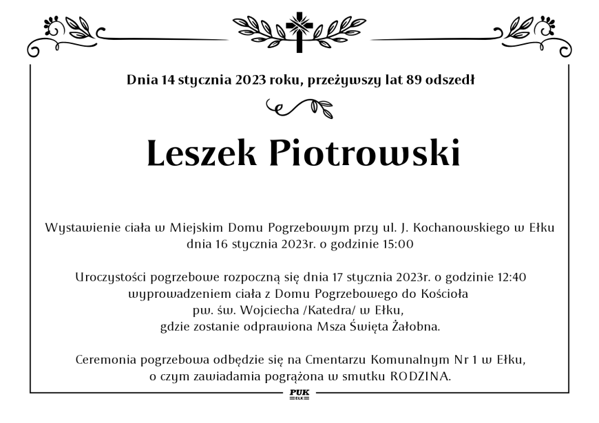 Leszek Piotrowski - nekrolog